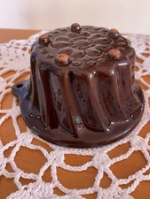 Vintage Keramik Mini Guglhupfform Backform mit Griff H 5,5 cm Öffnung 10 cm Neu