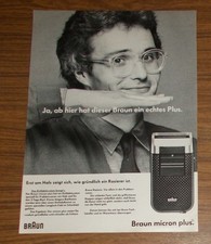 Seltene Werbung vintage BRAUN MICRON PLUS Rasierer - Ein echtes Plus 1980
