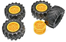 LEGO Technik - 4 Traktor Reifen 56x26 mm mit Felge gelb / 70695 56145 NEUWARE