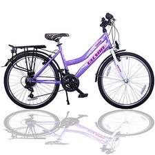 24 ZOLL MÄDCHENFAHRRAD 21GANG 24" KINDER FAHRRAD LILA-WEISS MIT BELEUCHTUNG 635L