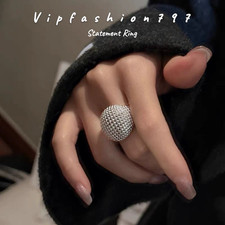 Damen Ring Silber 925 Luxus Statement Ring Rund Glanz Zirkonia 53–60