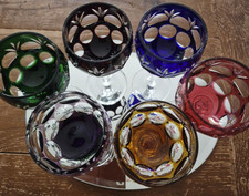 TOP! Überfang Bleikristallgläser, Weingläser, tolle Farben edler Schliff 6 Stück