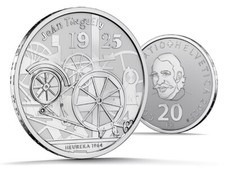 Schweiz 20 Franken 2025 Jean Tinguely Silber st stempelglanz Noppenfolie Franc