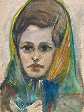 Mädchenportrait, Gouache auf