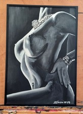  Original HANDGEMALT Acrylgemälde Erotik Art Pin-Up Frauen Akt 
