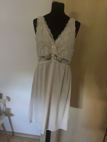 Damen nachtkleid beige spitze - nachtkleid,