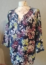 Cecil ✨Da. Marken 3/4 Arm Bluse Gr. 44 L Blau Rosa Geblümt 