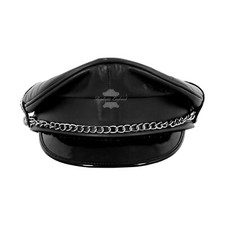 Echtleder Armee Muir Biker Schirmmütze schwarz Polizei Militär Bluf Cap Mütze