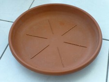 Plastik Kunststoff Untersetzer D 35 cm rund groß Blumen Terracotta           -56