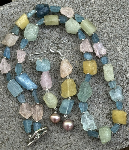 Set kette aquamarin - aquamarin, morganit