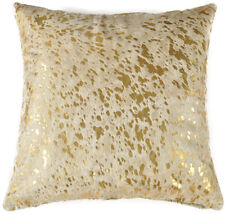 KUHFELL KISSENBEZUG GOLD GRAU DEVORE 50 x 50 cm FELLKISSEN GOLD METALLIC EFFEKT 