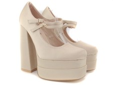 Beige Plateau-Pumps Pumps mit