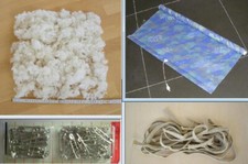 tolles Paket zum Basteln Handarbeiten ... Sicherheitsnadeln Füllwatte Stoff ua.