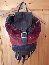 Damen Rucksack  Leder Stoff