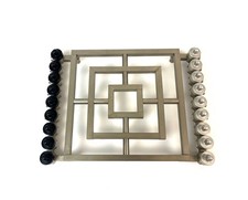 SELTEN MID CENTURY EINZIGARTIGES DESIGN METALL DIE MÜHLE SPIEL SET HANDGEFERTIGT VOM KÜNSTLER 2,8KG