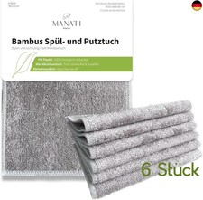 MANATI Interior Bambus Spültuch und Putztuch (6er Set) ? Mikrofasertuch aus 