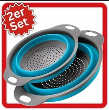 2er Set Faltbares Küchensieb Nudelsieb Sieb Abtropfsieb Seiher Einsatz rund