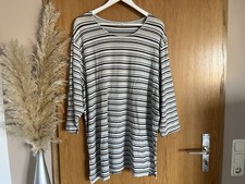 My Line Damen 3/4 Arm Blusentop ~ Gr. 50 52 hellblau schwarz gestreift ~ Tunika