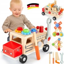 Werkzeugkoffer Kinder Werkbank, Holz-Spielzeug Kinderwerkzeug ab 2 Jahre Kinder