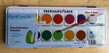 Eberhard Faber Deckfarbkasten Malkasten 12 Farben ink. Deckweiß + Pinsel Neu
