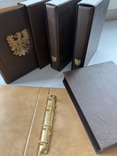 Philswiss Ringbinder, braun, Adler-Goldprägung, VIER Stück mit Schuber