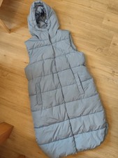 TCM Tchibo Lange Weste Hellblau M 42/44 Warm Wattiert Steppweste Kapuze 