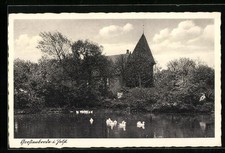 Großenbrode i. Holst., Teich und Kirche, Ansichtskarte 1944 