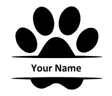 Hundepfote Wunschname Pfote Dog Paws Name Hunde Aufkleber Sticker 12 - 15 cm 
