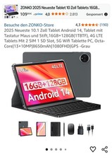2025 Neueste 10.1 Zoll Tablet Android 14, Tablet mit Tastatur Maus und...
