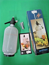 MERKURIA  Kovocas -Soda Wasserbereiter Syphon Glasflasche Geflecht 1 Liter -OVP