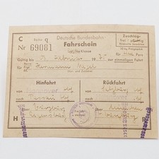 Fahrkarte Fahrschein 1 Klasse Zuschlag Deutsche Bundesbahn Hannover Passau 