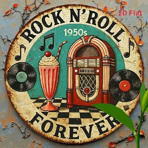Blechschild rund rock roll - rund,
