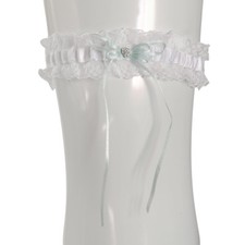 Strumpfband mit Strassherz weiß hellblau Braut Hochzeit Accessoires Spitze