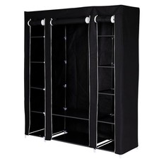 B-Ware: dibea faltbarer Stoff-Kleiderschrank 175 x 150 x 45 cm schwarz