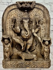 Antique ganesha carved wood - ganesha,