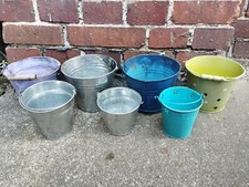 7x Kleine Eimer Blumentopf Metall Konvolut Pflanzgefäß Garten Bunt 