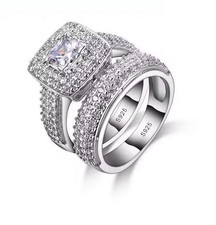 Verlobungsring aus 925er-Sterlingsilber, romantischer Modeschmuck, kubisch ,Nr,7