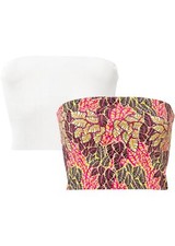 Bandeau-Top Doppelpack Gr. 32/34 Pinklady Limette Weiß Damen Sommertop Neu