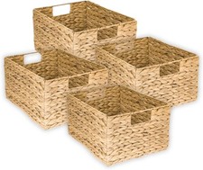 HMF Aufbewahrungskorb faltbarer Korb geflochten aus Wasserhyazinthe Seegras 4er 