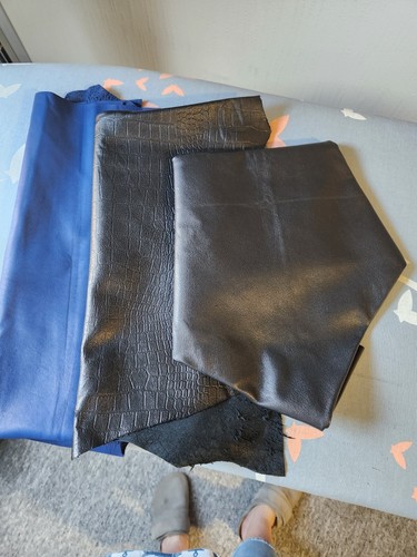 Echt lederstück schwarz - 3x,
