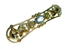 Art Deco Jugendstil 800 Silber Brosche vergoldet Edelstein antik Design signiert