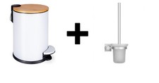 Kosmetikeimer Bambus/Stahl 3Liter + Toilettenbürsten Garnitur -- Retourenware --