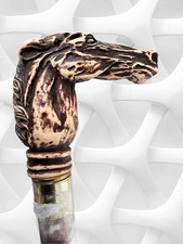 Spazier Wanderstock Gehhilfe Pferde Kopf Bein hand geschnitzt Geschenk  Deko