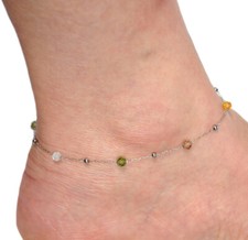 Edelstahl Fußkette Fußkettchen Kette Halskette Edelsteine Silber Gold Bunt