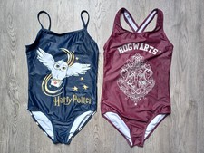 2 Harry Potter Badeanzüge für Mädchen, dunkelblau/bordeaux, Gr. 146 u. 152