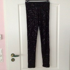 Calzedonia, Damen Leggings Gr. L, mit Paillettenbesatz vorne, schwarz, neu