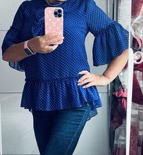 Hochwertige Bluse von Marc Cain gr.38/Mn3 Blau/Weiss Gepunktet Neu 