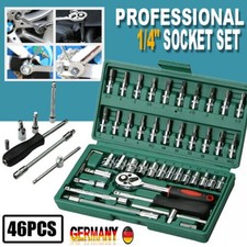 46-tlg 1/4" Steckschlüssel Satz Set Nusssätze Knarrenkasten Ratschenkasten Nüsse