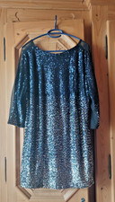 Tunika Gr. 50/52 festlich (Hochzeit, Party) Pailletten Dunkelblau/Silber