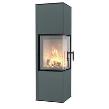 HITZE Eck Kaminofen SIGA 6,5 kW grau Holzofen Stückholzofen 